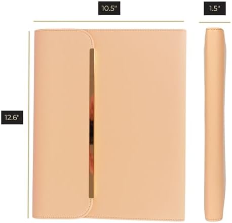 BLU MONACO | Peach Beige Vegan Leather Padfolio | Professional Portfolio Binder with Magnetic Closure and Gold Trim | 8.5 x 11 Business Organizer Case for Women - Image 6