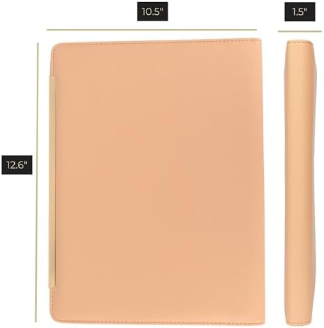 BLU MONACO | Peach Beige Vegan Leather Portfolio Binder for Women | Zipper Portfolio Binder with Gold Trim | Professional Business Portfolio with Zipper for 8.5 x 11 Documents - Image 6