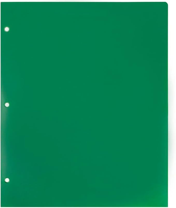JAM PAPER Heavy Duty Plastic 3 Hole Punch Pocket Folders - Extra Tough School Folders - Green - 6/Pack - Image 8