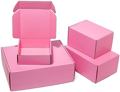 Timirog Shipping Boxes 9x6x4 Inches 25 Pack Pink Corrugated Cardboard Mailing Box for Small Business, Cute Tab Locking Literature Mailer Packaging Supplies for Packing Gifts Craft DVD - Image 7
