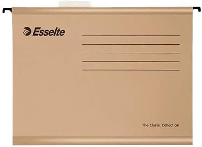 Esselte Classic – Pack of 50 Suspension File Reinforced with Transparent Plastic Visor, A4, Natural Colour by Unknown
