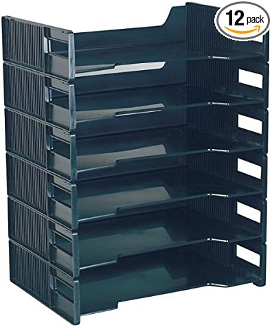 2 set of 6 Pack Innovative Storage Designs Stackable Letter Trays, Black by Unknown