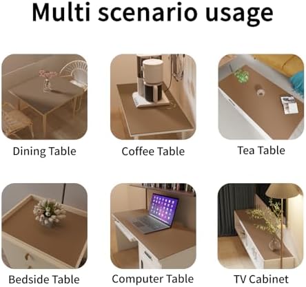 Leather Desk Mat,1.8mm Thick,16x60 Inch Desk Cover,Gold Desk Mat,Desk Protector Mat,Dresser Cover Top,Table Cover Rectangle,End Table Cover(Mud Color+Champagne Gold,16x60) - Image 6
