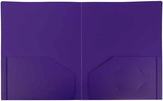 JAM PAPER Heavy Duty Plastic 2 Pocket Extra Tough School Folders - Purple - 6/Pack - Image 5