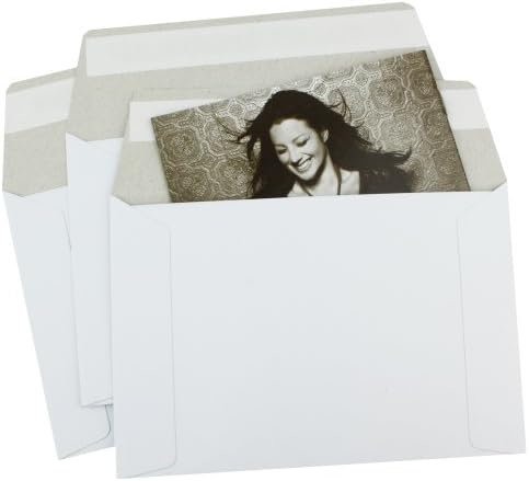 100 EcoSwift 6.5 x 4.5 Rigid Photo Mailers Stay Flats White Cardboard Self Seal Envelopes by EcoSwift