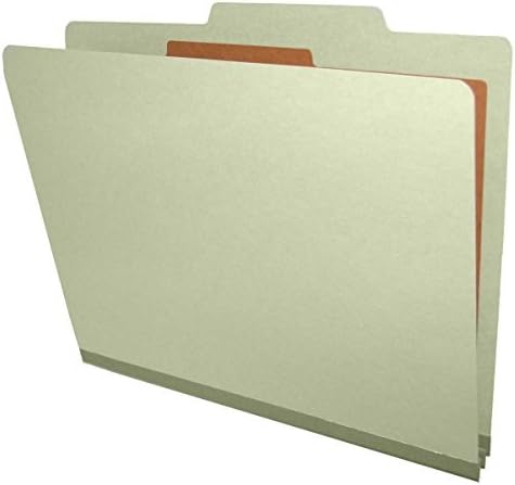 25 Pt. Pressboard Classification Folders, 2/5 Cut ROC Top Tab, Letter Size, 1 Divider, Light Green (Box of 10) by Ecom+Folders
