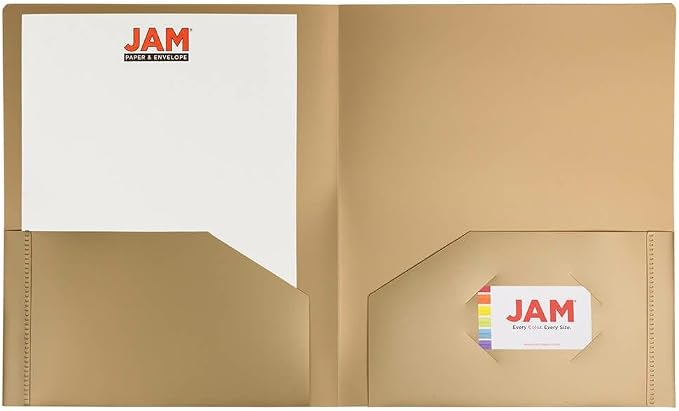 JAM PAPER Heavy Duty Plastic 2 Pocket Extra Tough School Folders - Gold - Bulk 144/Box - Image 4