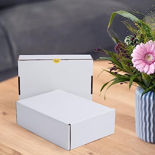 HORLIMER 10x7x3 inches Shipping Boxes Set of 25, White Corrugated Cardboard Box Literature Mailer, 25 Stickers Included - Image 6