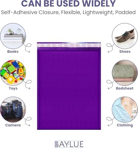 Purple Bubble Mailers 12x15, Self Seal Poly Padded Envelopes, 100 Pack Bulk - Image 6