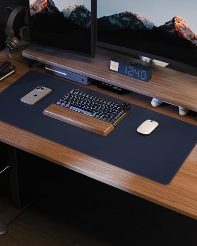 AFIING Desk Pad Protector 23.6" x 13.7" - Non-Slip Waterproof PU Leather Desk Mat for Mouse, Keyboard, Laptop, Office and Home Workspace (Midnight Blue) - Image 7