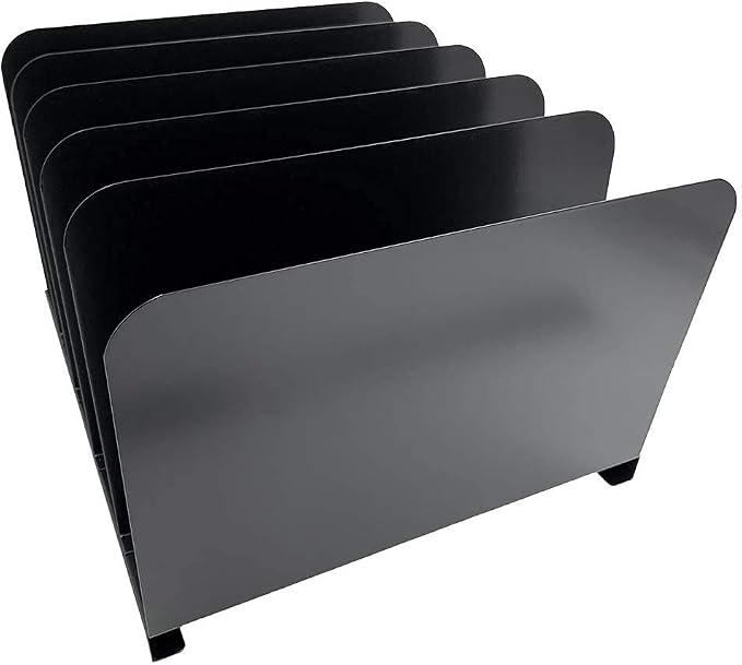 Huron Desktop File Binder Organizer Storage Vertical 5 Slot, Black Commercial Grade Steel - Image 4