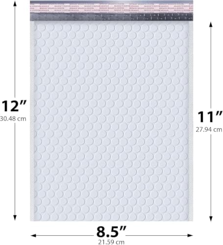 White Bubble Mailers 8.5x12, Self Seal Poly Padded Envelopes #2, 300 Pack - Image 2