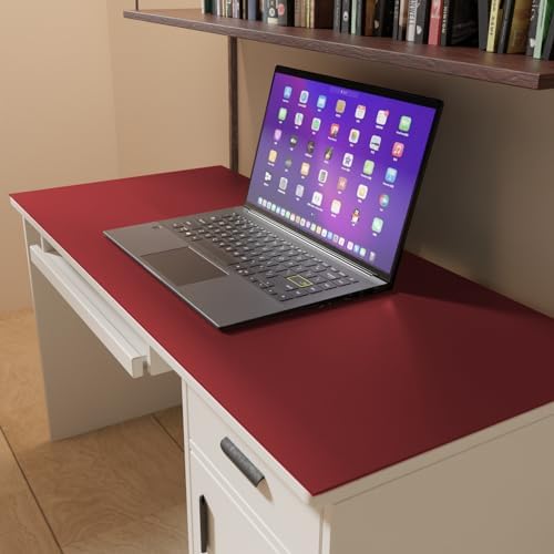 Faux Leather Table Cover,1.8mm Thick,24x48 Inch Desk Cover,Large Desk Mat,Table Protector,Table Cover Protector,Craft Mats to Protect Table(Black+Wine Red,24x48) - Image 6