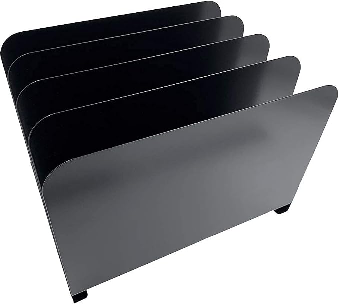 Huron Vertical 4 Slot Steel Desk Organizer/Sorter, Black - Image 4