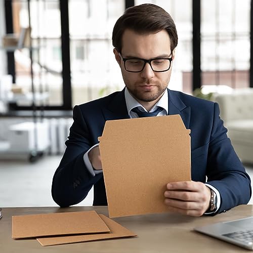 Fainne 200 Pcs 6 x 6'' Rigid Mailers 400 GSM Keep Flat Cardboard Mailers Shipping Cardboard Envelopes Disc DVD CD Envelopes with Self Adhesive Flap and Tear off Strip for Mailing Photo (Brown) - Image 6
