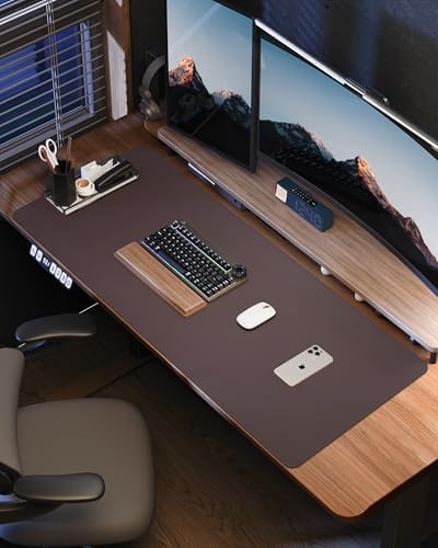 Large Desk Mat - 48" x 17"Leather Desk Pad Protector, Office Desk Mat, Non-Slip PU Leather Large Mouse Pad, Waterproof Desk Blotter Mat, Desk Cover for Office and Home (Coffee) - Image 6