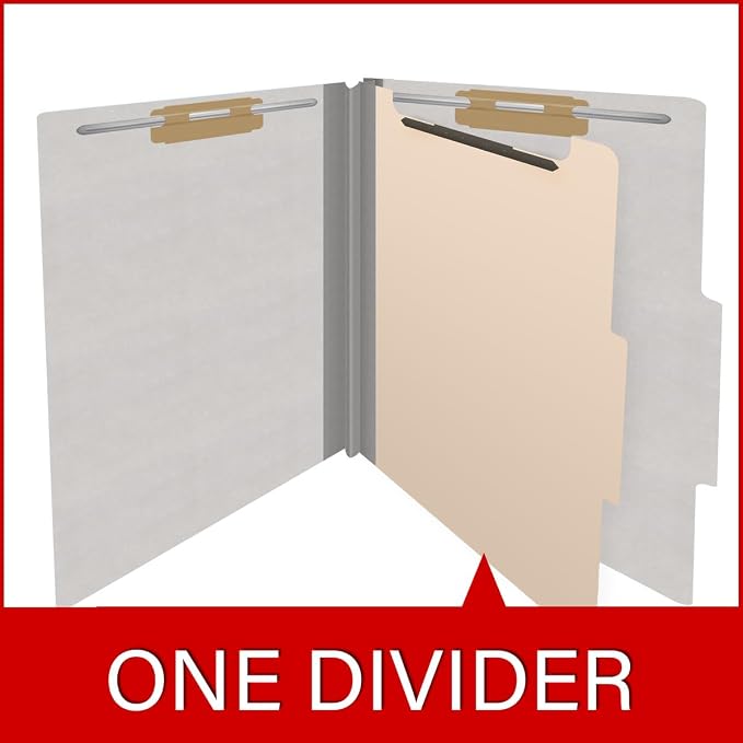 Heavy Duty End Tab Color Folders, 2/5 Cut ROC Top Tab, Letter Size, 1 Divider, Grey (Box of 10) - Image 8