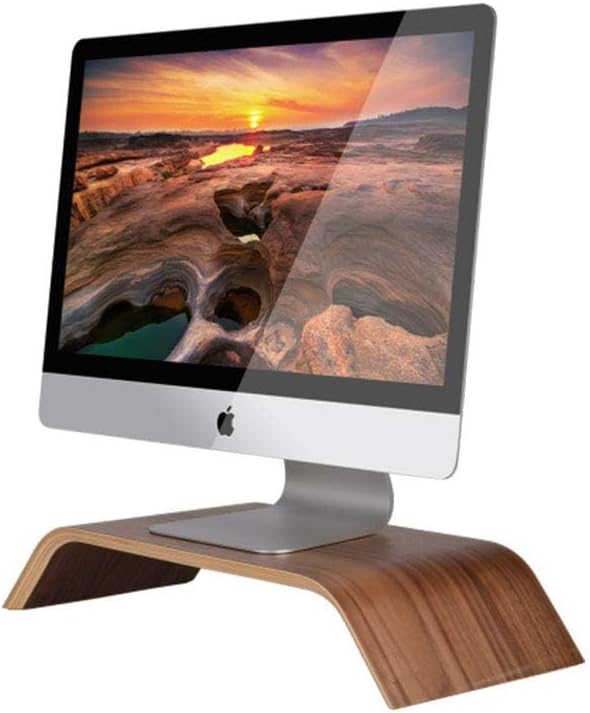 Wooden Computer Monitor Stand Save Space Desktop Riser for Computers LCD Monitors Laptop PC iMac Notebook Apple MacBook(Black Walnut) - Image 8