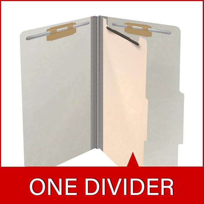 25 Pt. Pressboard Classification Folders, 2/5 Cut ROC Top Tab, Legal Size, 1 Divider, Light Gray (Box of 10) - Image 8