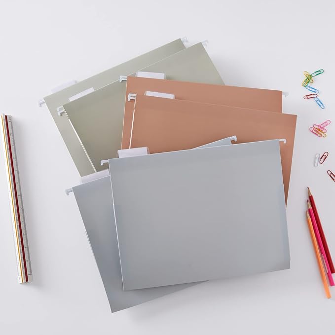 Y YOMA Letter Size - 24 Pack Extra Capacity Hanging File Folders Accordion Decorative File Folder Cute Colored Hanging Folder Organizer for Office Home with 1/5-Cut Adjustable Tabs, Natural Color - Image 8