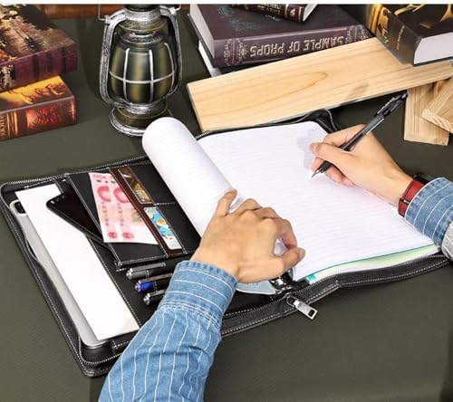 Zippered Padfolio Organizer, Leather Planner Binder, 12.9 Inch Portfolio Folder for Documents, Letter Size Business Card Tablet Document Holder for Men&Women - Image 7