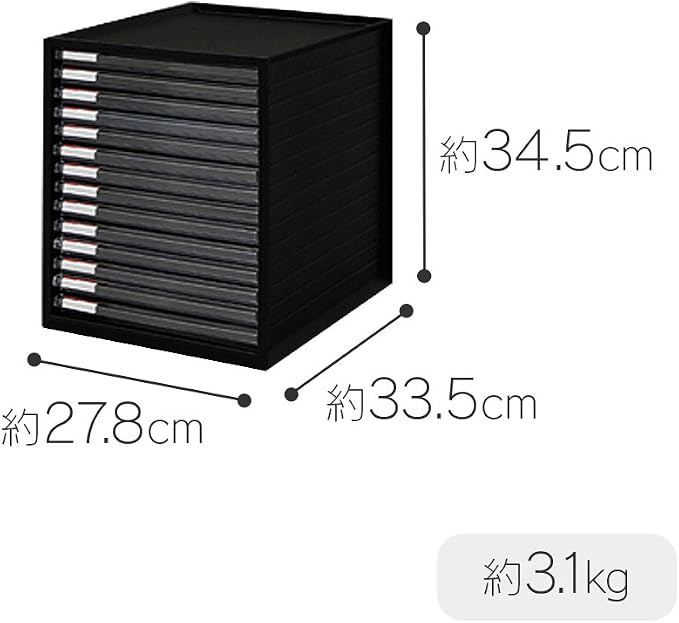 Iris Ohyama LCE-14S Ultra Shallow Type 14 Tiers A4 Letter Case, Stackable Up to 3 Tiers, Index Stickers, Drawer, Office Storage, Desk, Document Case, Storage Case, Envelopes, Clear, Storage, Tabletop, - Image 7