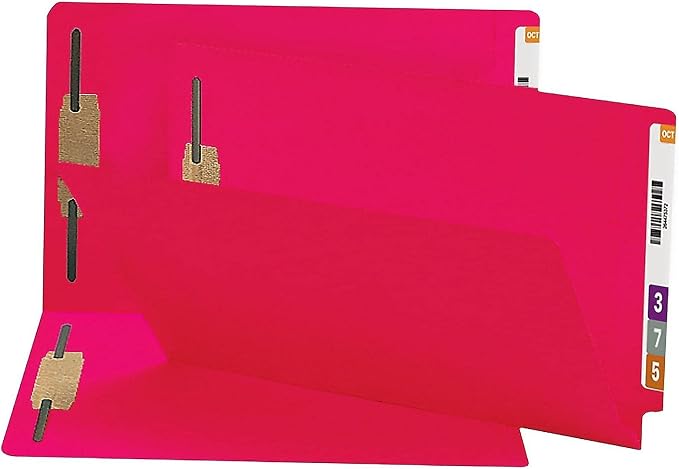 Smead End Tab Fastener File Folder, Shelf-Master® Reinforced Straight-Cut Tab, 2 Fasteners, Legal Size, Red, 50 per Box (28740) - Image 3