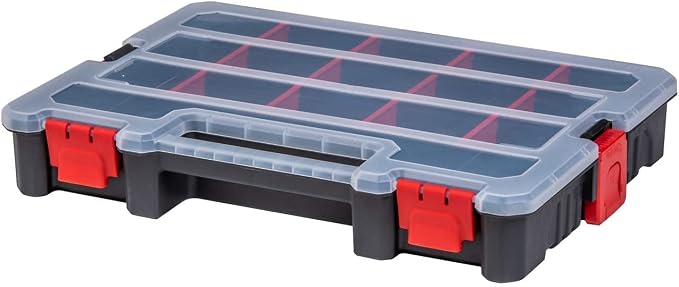 2-Pack Small Parts Organizer Box – Stackable Hardware Storage Organizer Case with 20 Compartments & Dividers – Screw, Nut, Bolt, Drill Bit Organizer for Garage, Workshop, Crafts - Image 9
