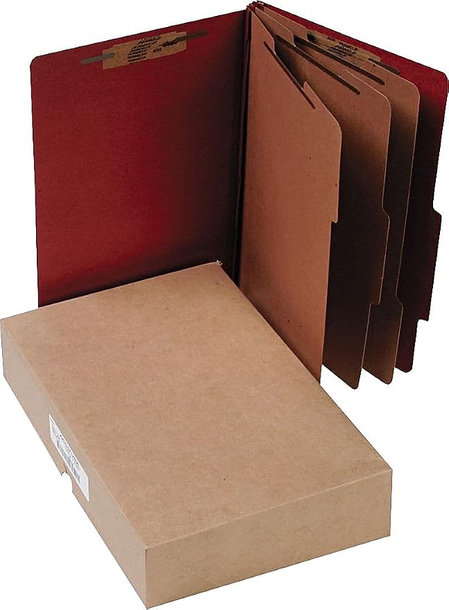 ACCO 16038 ACCO Pressboard 25-Point Classification Folder, Lgl, 8-Section, Earth Red, 10/Bx - Image 2