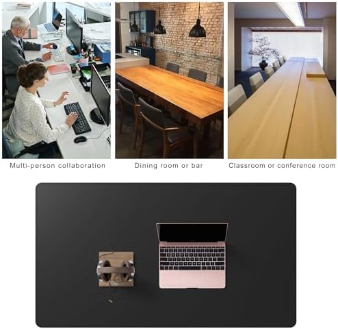 Cacoy 51.2" x 27.5" Large Leather Desk Mat, Extended Mega Size Computer Mouse Pad for Full Desk Coverage, Waterproof Office Desk Protector, PU Leather Desk Pad Blotters (Black) - Image 7