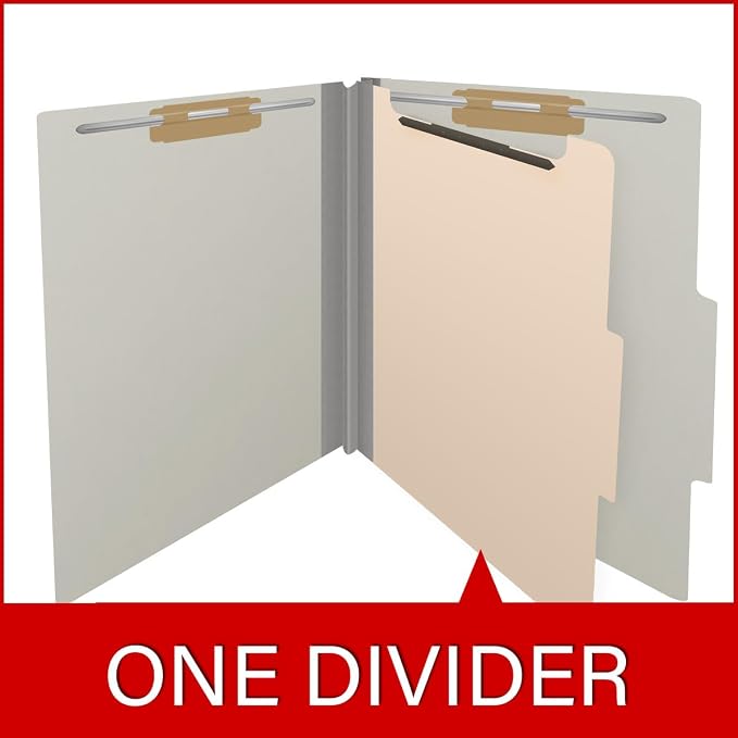 25 Pt. Pressboard Classification Folders, 2/5 Cut ROC Top Tab, Letter Size, 1 Divider, Light Gray (Box of 10) - Image 8