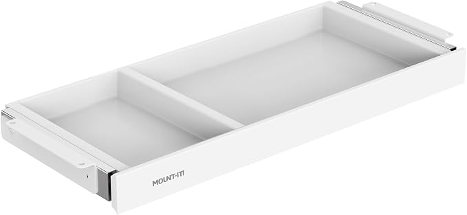 Mount-It! Under Desk Drawer Organizer with 2 Compartments, Shallow Low-Profile Slide-Out Desk Tray, 20.7″ x 8.9″ x 1.8″, Pull-Out Pencil Drawer for Traditional & Standing Desks- White - Image 9