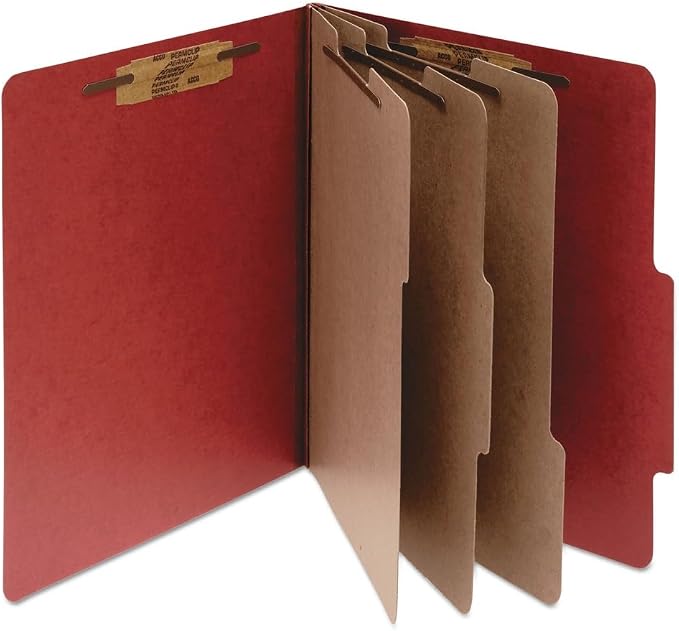 ACCO 16038 Pressboard 25-Pt Classification Folders, Legal, 8-Section, Earth Red, 10/Box by ACCO+Brands