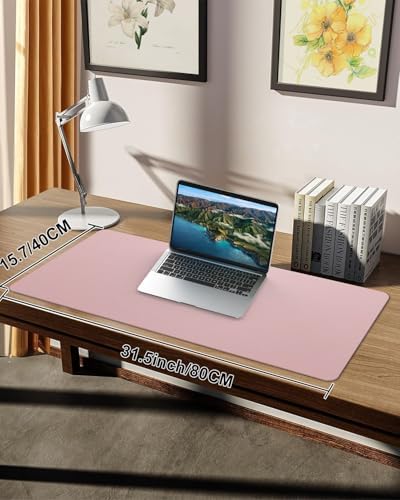 Leather Desk Protector, Non-Slip PU Laptop Mat for Office/Home - Waterproof Writing Pad (31.5"x15.7", Rose Pink) - Image 7