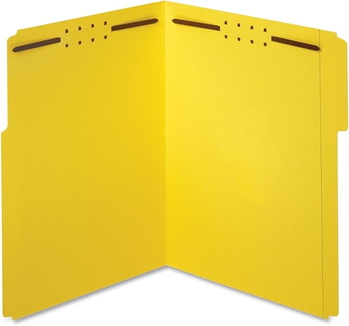 Pendaflex Fastener Folders, 1/3 Cut, Reinforced Tab, 2 Fasteners, Letter Size, Yellow, 50 Folders Per Box (22940) by TOPSProducts
