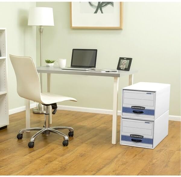 Bankers Box 00311 Stor/drawer Steel Plus Storage Box, Letter, White/blue, 6/carton - Image 7