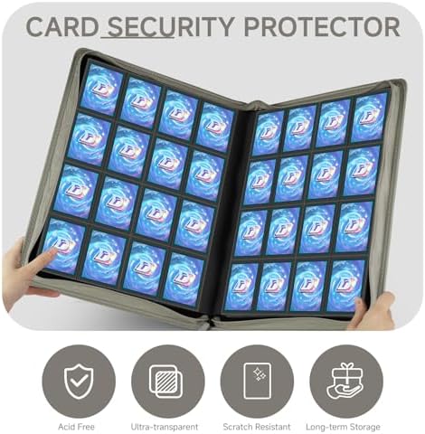Card Binder with 1024 Cards,16 Pocket Trading Card Binder Includes 32 Page Storage Sleeves,Collection Card Album,Card Holder to Organize and Protect Cards,Grey - Image 6