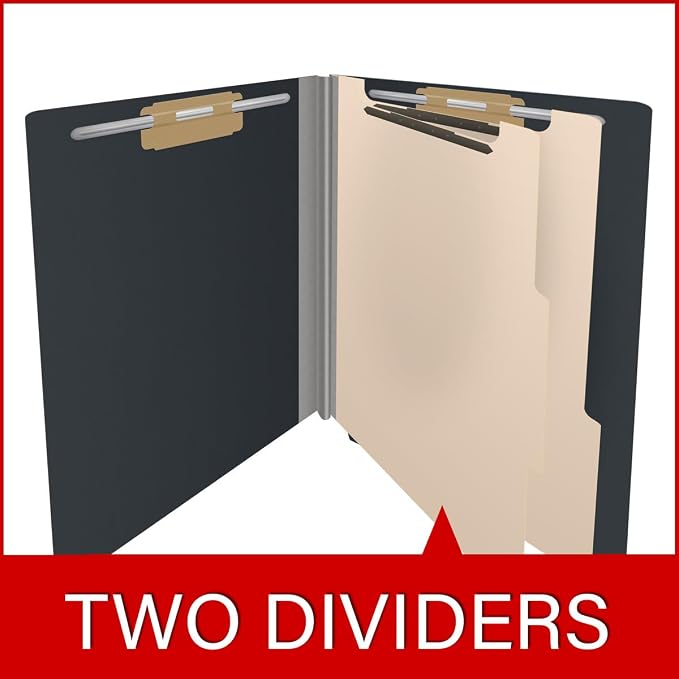 Pressboard Classification Folders, Full Cut End Tab, Letter Size, 2 Dividers, Black (Box of 10) - Image 8