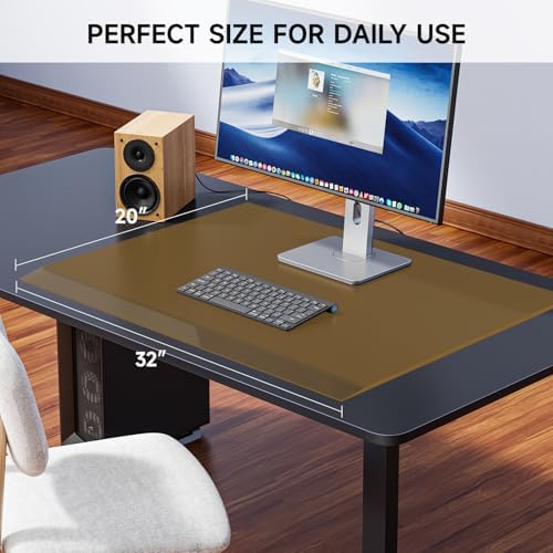 VASUHOME 32" x 20" Brown Tempered Glass Desk Mat with Beveled Edge - Ergonomic Desk Protector, Dry Erase Surface, Ideal Table Top Protector for Home & Office - Image 7