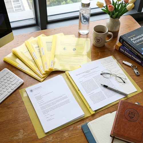 Feifeiya 36 Pack Plastic Report Covers with 3 Prongs Presentation Folders Bulk, 100 Sheet Capacity, Clear Front Report Covers for Presentation Document Paper School Office Supplies (Yellow) - Image 7