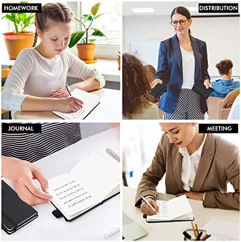 feela 15 Pack Pocket Small Notebooks Bulk, Mini Cute Notepads Hardcover College Ruled Lined Journals with Pen Holder for School Business Memos, with 15 Black Pens, 3.5”x 5.5”, A6, Black - Image 7