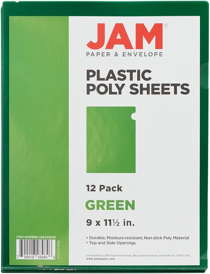 JAM PAPER Plastic Sleeves - Letter Size - 9 x 11 1/2 - Green Project Pockets - 120 Bulk Page Protectors/Pack - Image 4