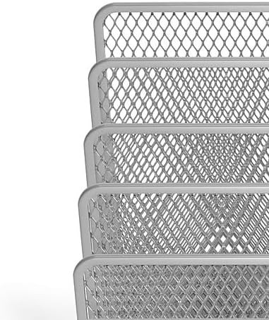 TRU RED Wire Mesh File Organizer, 5‑Compartment, Silver, 2‑Pack – Vertical Desktop Sorter for Files, Folders & Mail - Image 5