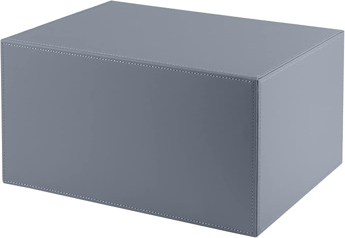 PU Leather Desk Organizer with 3 Drawers,Executive Office Supplies Desktop Filing A4 File Cabinet/Holder for Jewelry/Bill/Paper/Documents/Makeup Home Decor Stationery Storage Box,Grey - Image 7