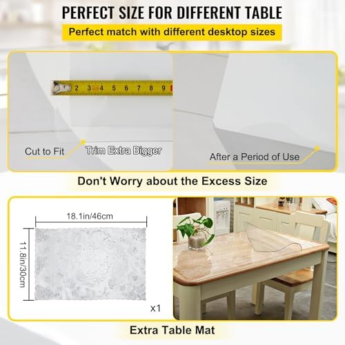 VEVOR Clear Desk Cover Protector, 36 X 60 inch, 2 mm Rectangle Waterproof Thick Plastic Clear Pad Mat, Scratch Proof and Easy Cleaning for Office, Dresser, Night Stand - Image 6
