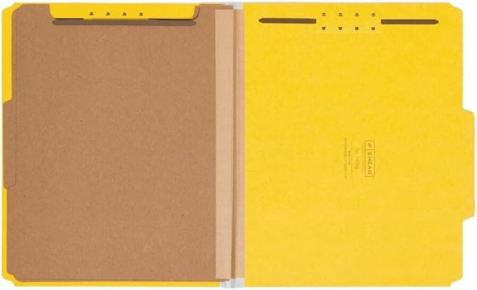 Smead 14064 Pressboard Classification Folder 2-Inch Exp. Two Dividers Letter Yellow 10/Box - Image 5