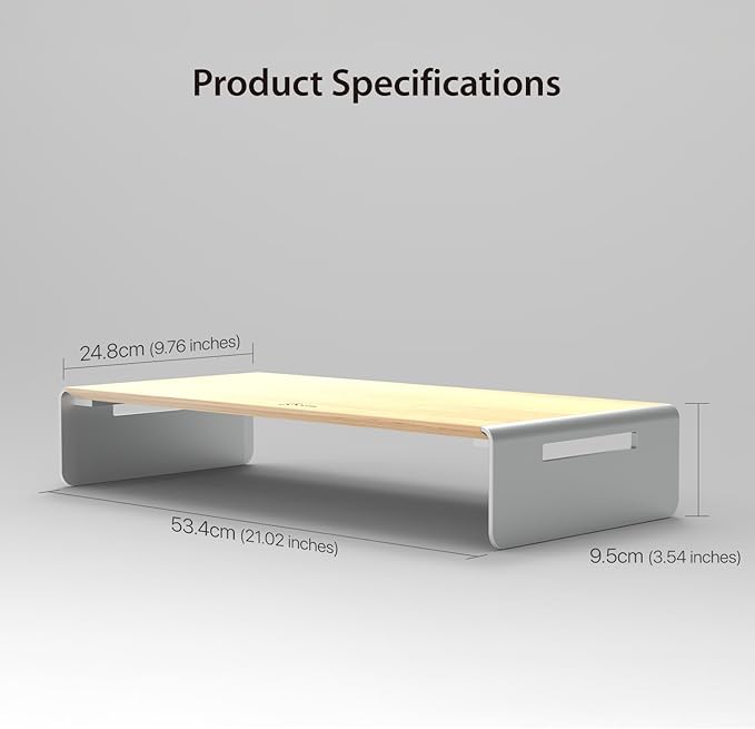 j5create Premium Monitor Stand, Made with Elegant Wood and Sleek Aluminum | Display / TV / Screen / Printer / Laptop Riser, Max Load 88 lbs/ 40 kg (JCT125) - Image 7