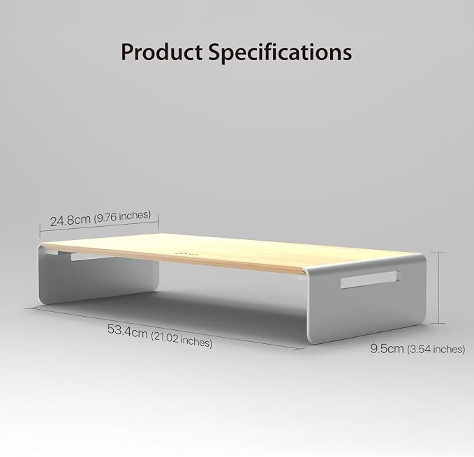 j5create Premium Monitor Stand, Made with Elegant Wood and Sleek Aluminum | Display / TV / Screen / Printer / Laptop Riser, Max Load 88 lbs/ 40 kg (JCT125) - Image 7