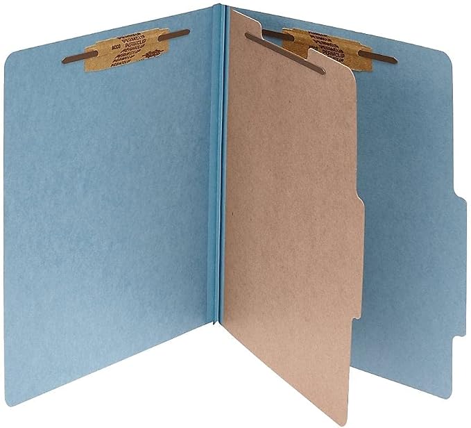 ACCO Classification Folders with Fasteners, Pressboard, 4-Part, Letter Size, Blue, 10 per Box (15024), Sky Blue - Image 4