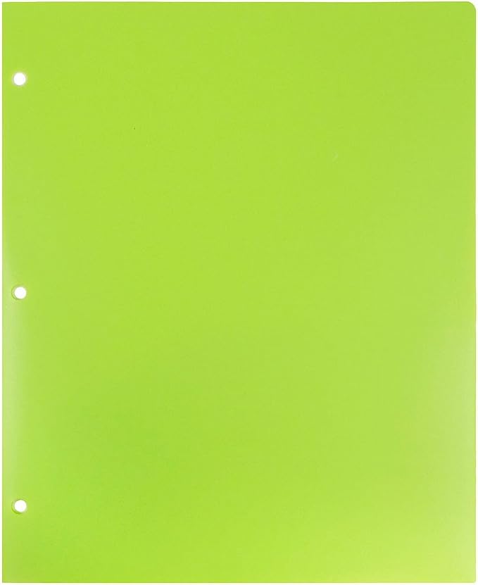 JAM PAPER Heavy Duty Plastic 3 Hole Punch Pocket Folders - Extra Tough School Folders - Lime Green - 6/Pack - Image 8